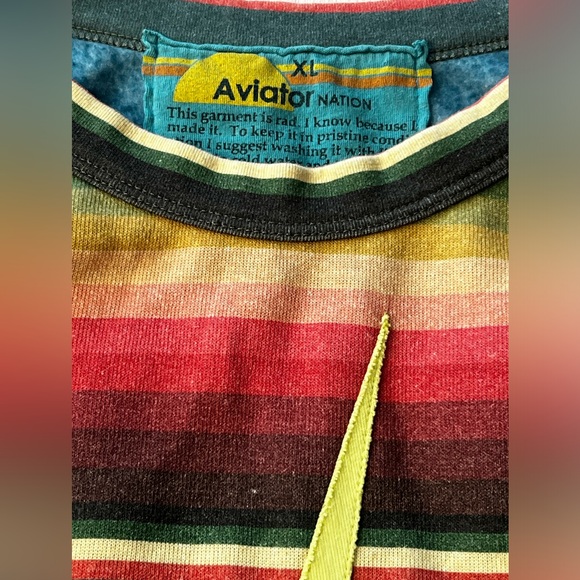 Aviator Nation Cropped Sweatshirt Neon Bolt Stitch Blue Tulum Serape Print - Picture 3 of 5